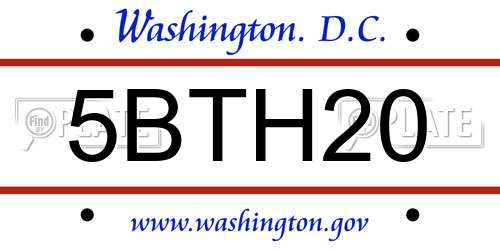 5BTH20 District Of Columbia License Plate