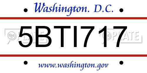 5BTI717 District Of Columbia License Plate