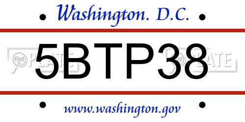 5BTP38 District Of Columbia License Plate