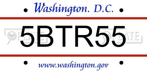 5BTR55 District Of Columbia License Plate