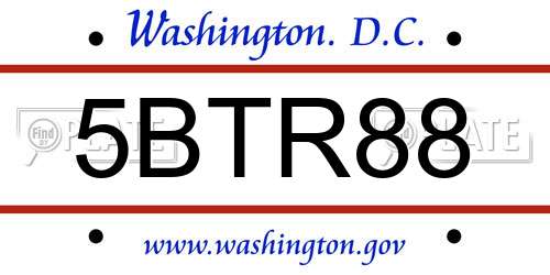 5BTR88 District Of Columbia License Plate