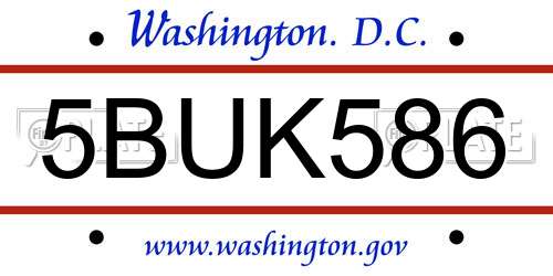 5BUK586 District Of Columbia License Plate
