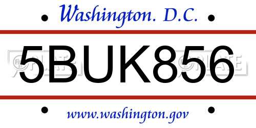 5BUK856 District Of Columbia License Plate