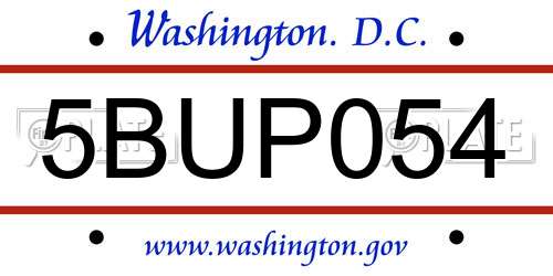 5BUP054 District Of Columbia License Plate