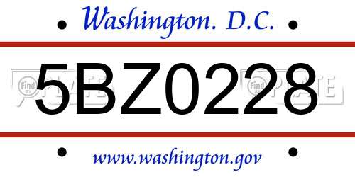 5BZ0228 District Of Columbia License Plate