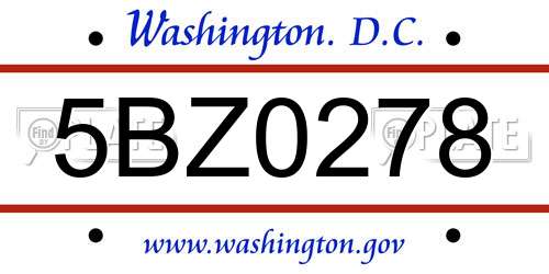 5BZ0278 District Of Columbia License Plate