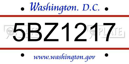 5BZ1217 District Of Columbia License Plate