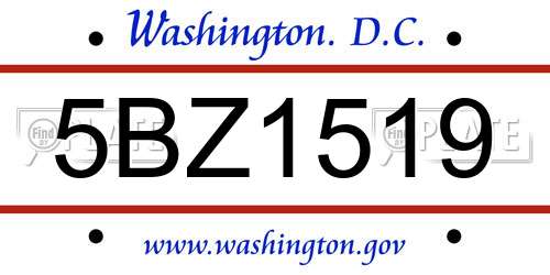5BZ1519 District Of Columbia License Plate