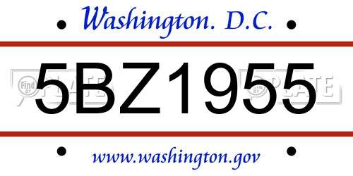 5BZ1955 District Of Columbia License Plate