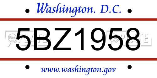 5BZ1958 District Of Columbia License Plate