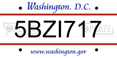 5BZI717 District Of Columbia License Plate