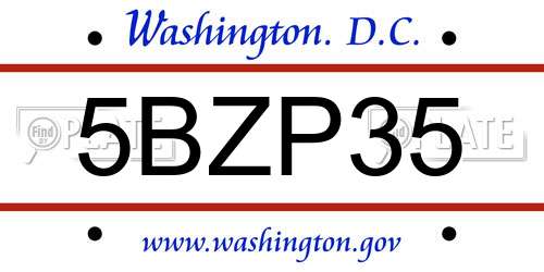 5BZP35 District Of Columbia License Plate