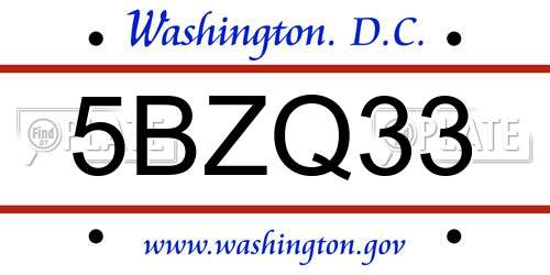 5BZQ33 District Of Columbia License Plate