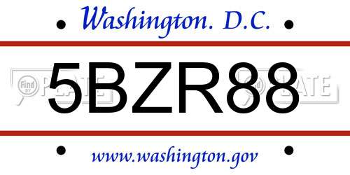 5BZR88 District Of Columbia License Plate