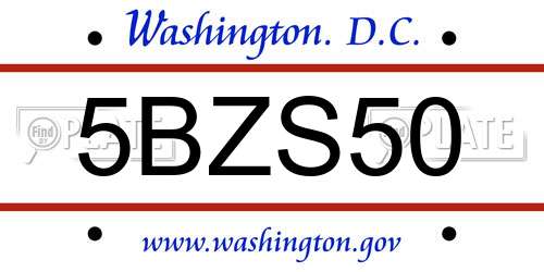 5BZS50 District Of Columbia License Plate