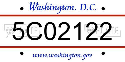 5C02122 District Of Columbia License Plate