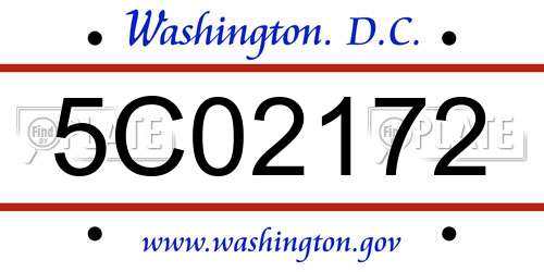 5C02172 District Of Columbia License Plate