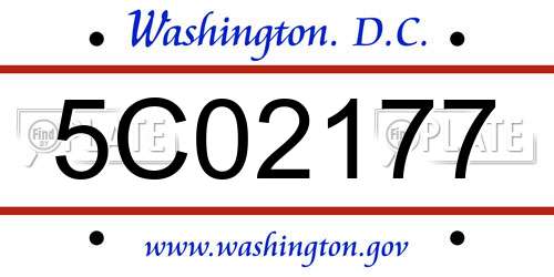 5C02177 District Of Columbia License Plate