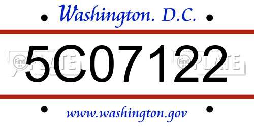 5C07122 District Of Columbia License Plate