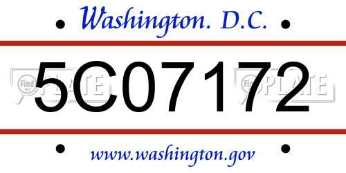 5C07172 District Of Columbia License Plate
