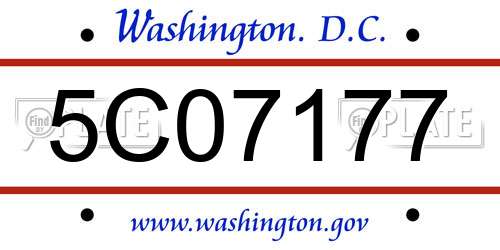 5C07177 District Of Columbia License Plate