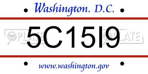 5C15I9 District Of Columbia License Plate
