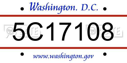 5C17108 District Of Columbia License Plate