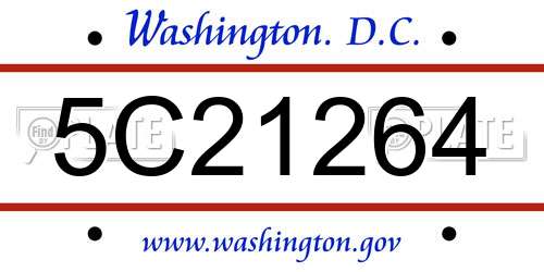 5C21264 District Of Columbia License Plate