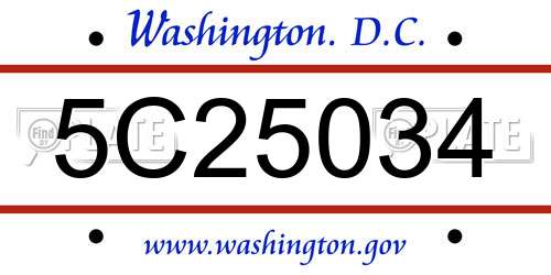 5C25034 District Of Columbia License Plate