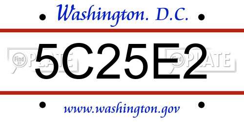 5C25E2 District Of Columbia License Plate