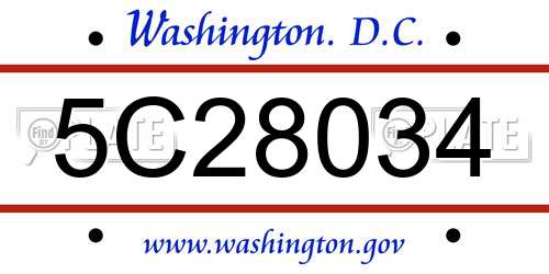 5C28034 District Of Columbia License Plate