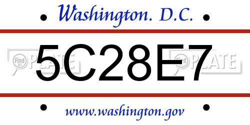 5C28E7 District Of Columbia License Plate