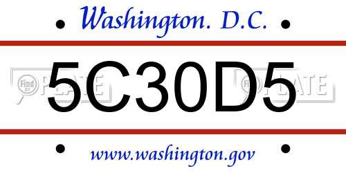5C30D5 District Of Columbia License Plate