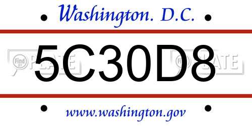 5C30D8 District Of Columbia License Plate