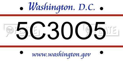 5C30O5 District Of Columbia License Plate