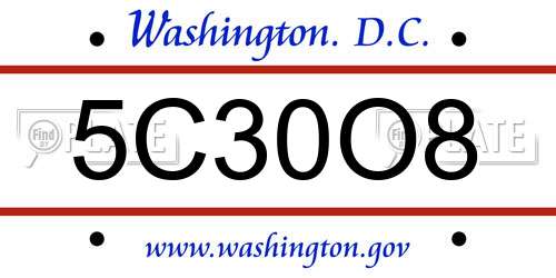 5C30O8 District Of Columbia License Plate