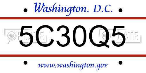 5C30Q5 District Of Columbia License Plate