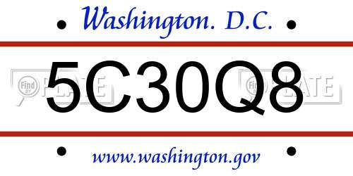 5C30Q8 District Of Columbia License Plate