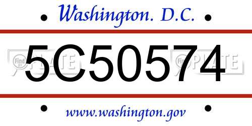 5C50574 District Of Columbia License Plate
