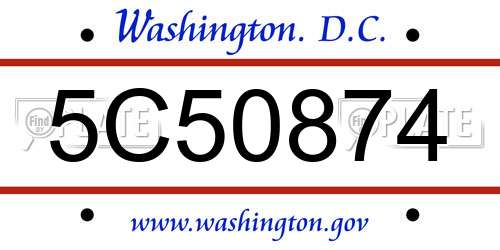 5C50874 District Of Columbia License Plate