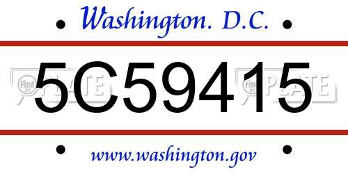 5C59415 District Of Columbia License Plate