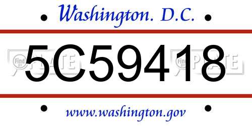 5C59418 District Of Columbia License Plate