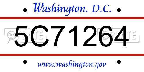 5C71264 District Of Columbia License Plate