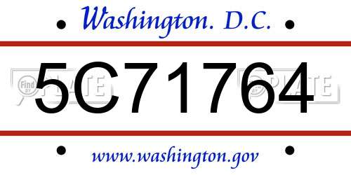 5C71764 District Of Columbia License Plate