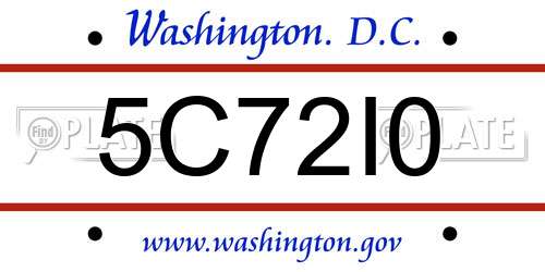5C72I0 District Of Columbia License Plate