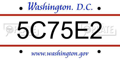 5C75E2 District Of Columbia License Plate