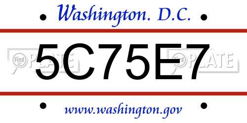 5C75E7 District Of Columbia License Plate