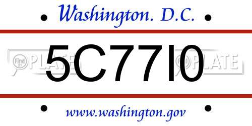 5C77I0 District Of Columbia License Plate