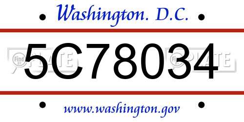 5C78034 District Of Columbia License Plate