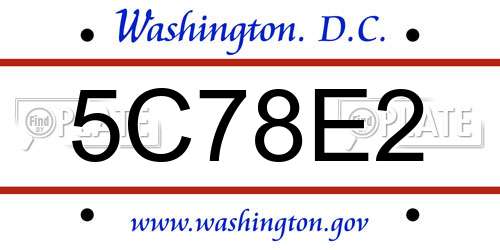 5C78E2 District Of Columbia License Plate